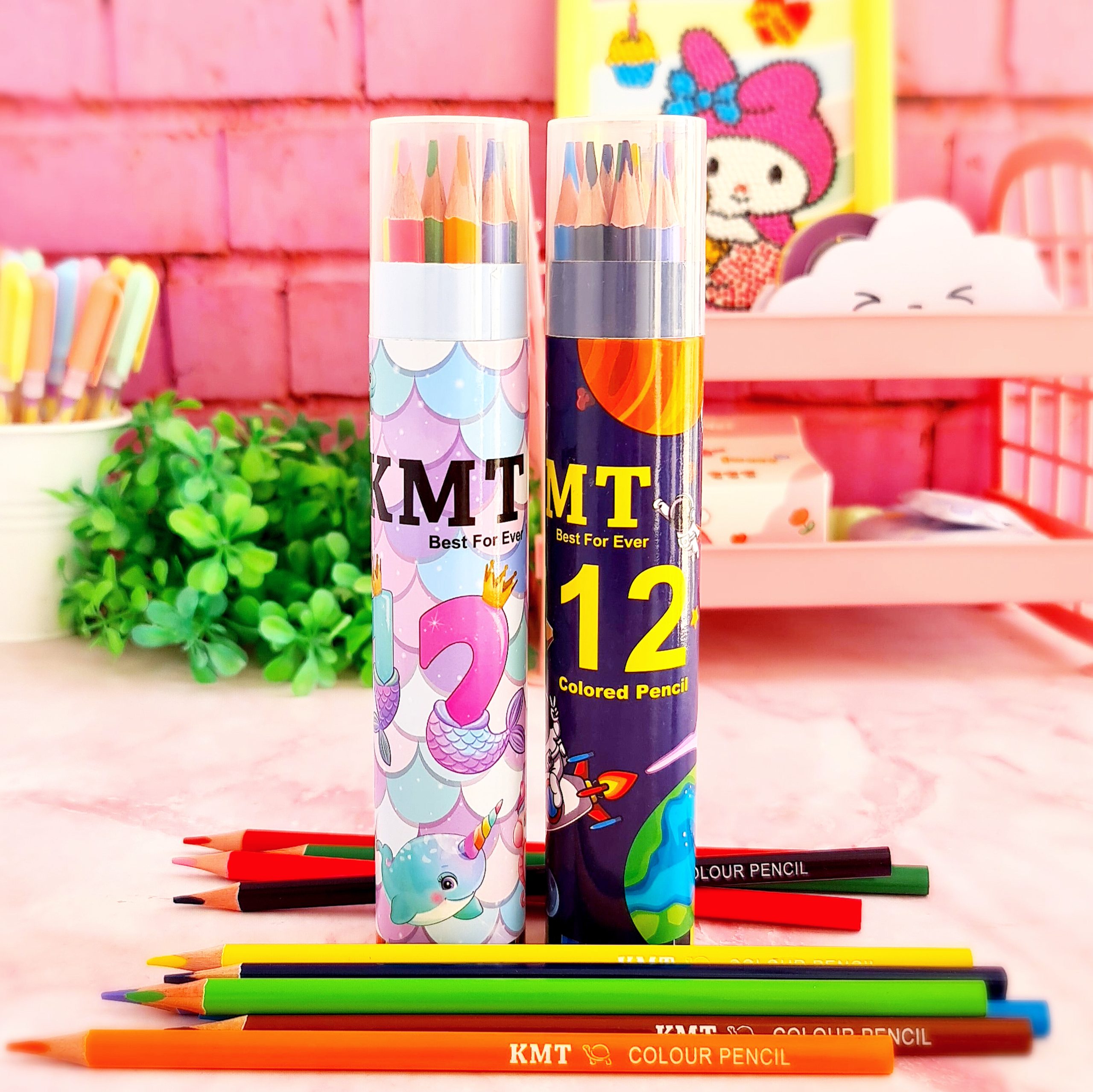 مداد رنگی 12 تایی kmt استوانه ای